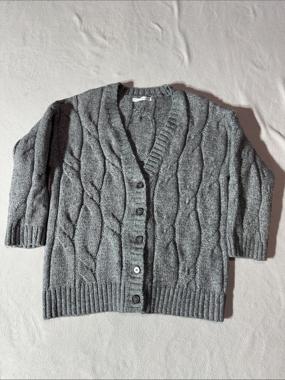 Altar'd State Gray Cable-Knit Button Front Cardigan